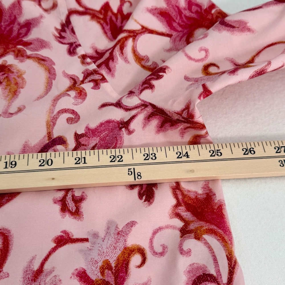 NWOT Chico's 4 Stretch Cotton Floral Button Shirt Pink Red 3/4 Sleeve Boho US 20 - Picture 6 of 16